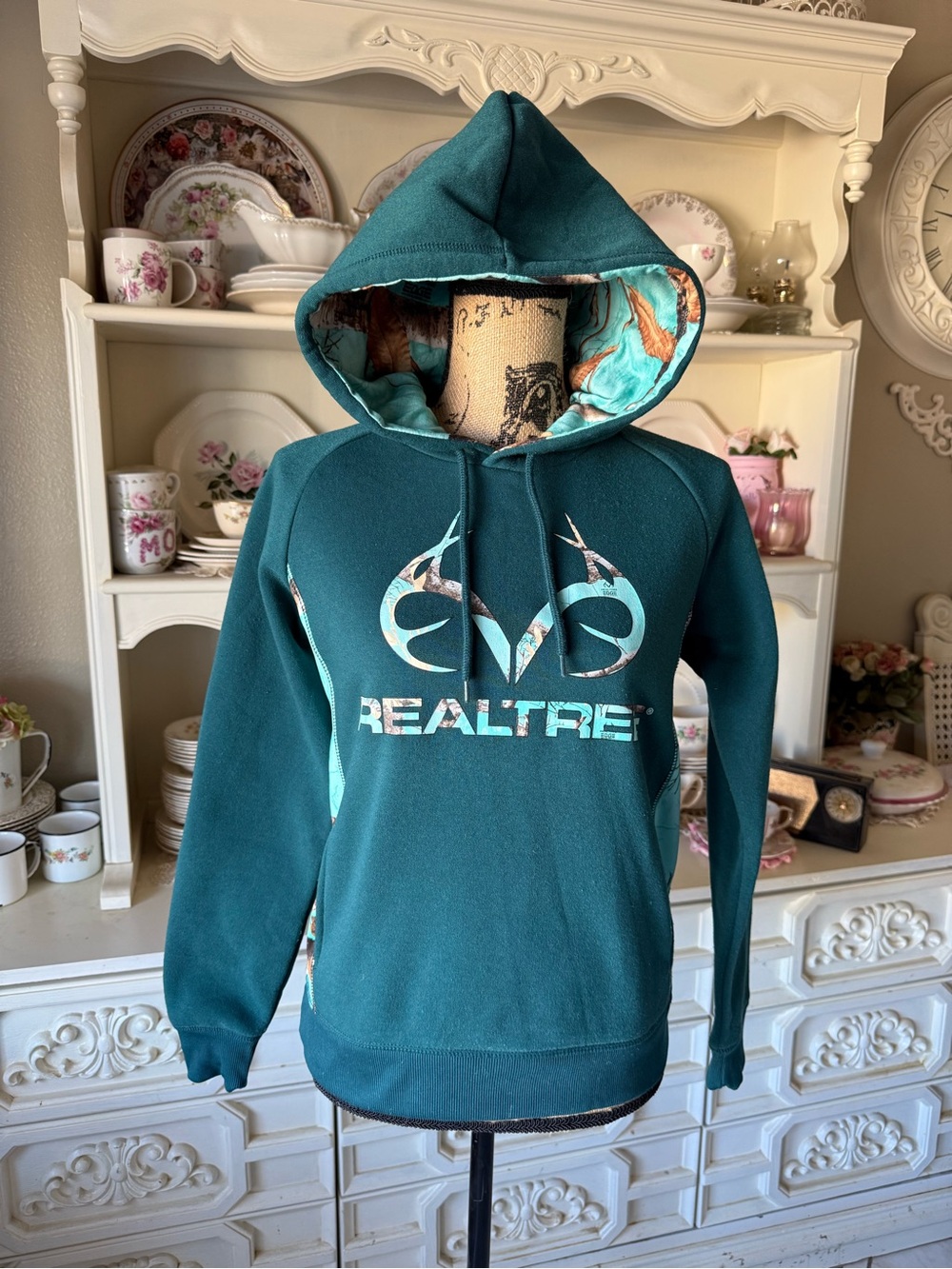 Realtree Teal Hooded Pullover with Camo Accents Youth Size XS